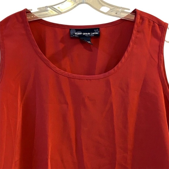 Susan Graver Style Women's Red Sleeveless Scoop Neck Tank Top 1X - Picture 2 of 6